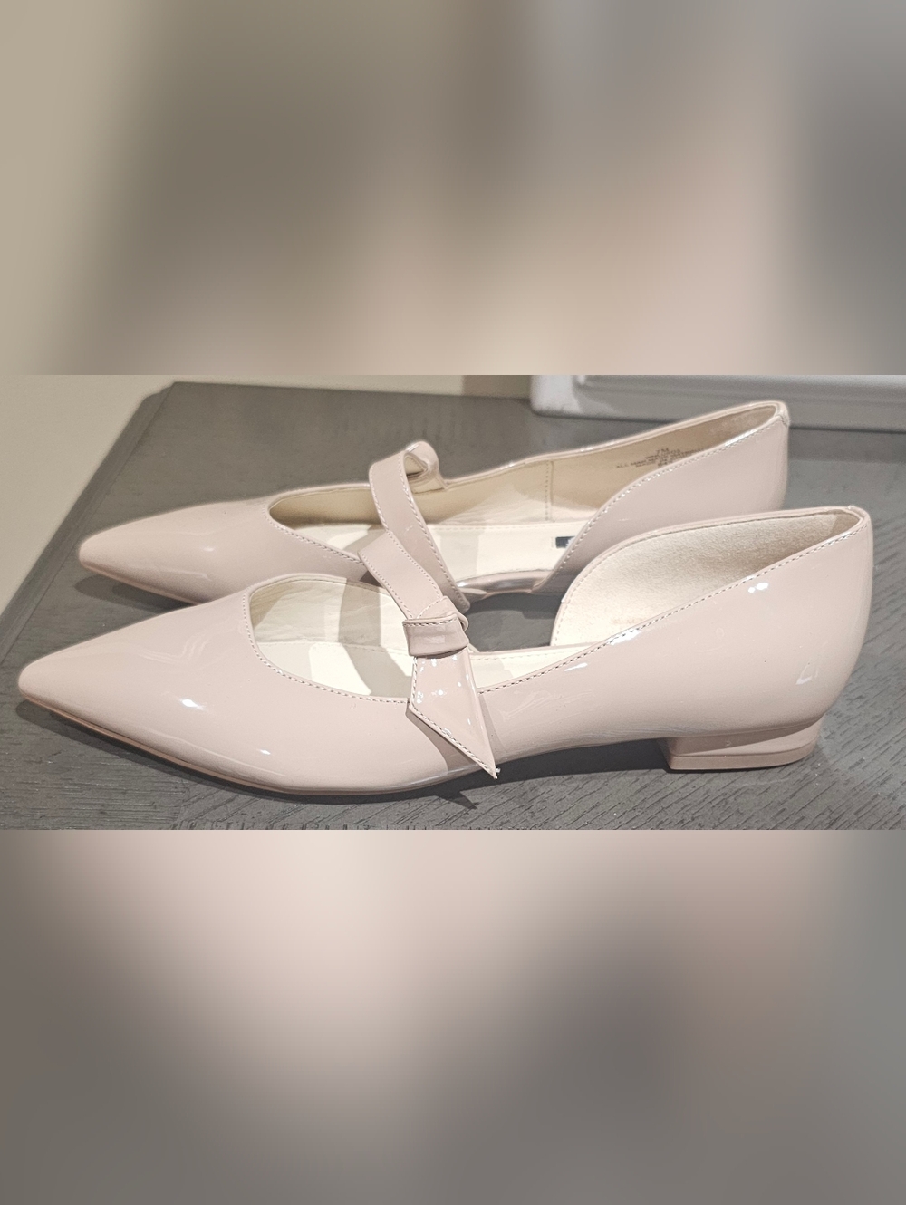 Nine West Patent Strap Ballet Flat in Nude Women Size 7